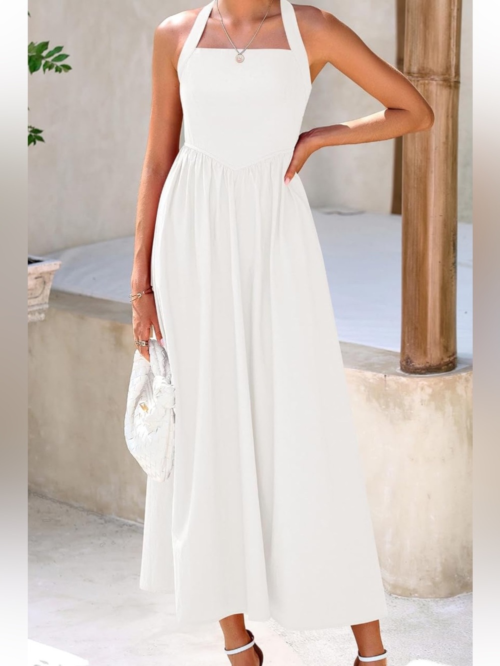 KIRUNDO Summer Dress Halter Maxi Wedding Guest Party Cocktail medium